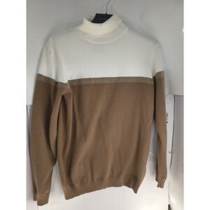 Scott James Sweater Mens Medium White Knit Pullover Ribbed Minimal Classic"